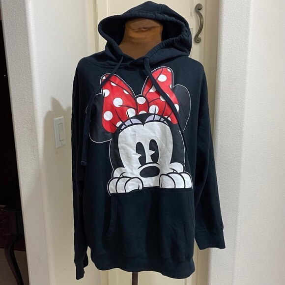 Disney Tops - Disney Adult Minnie Peeking Pullover Hoodie Black
